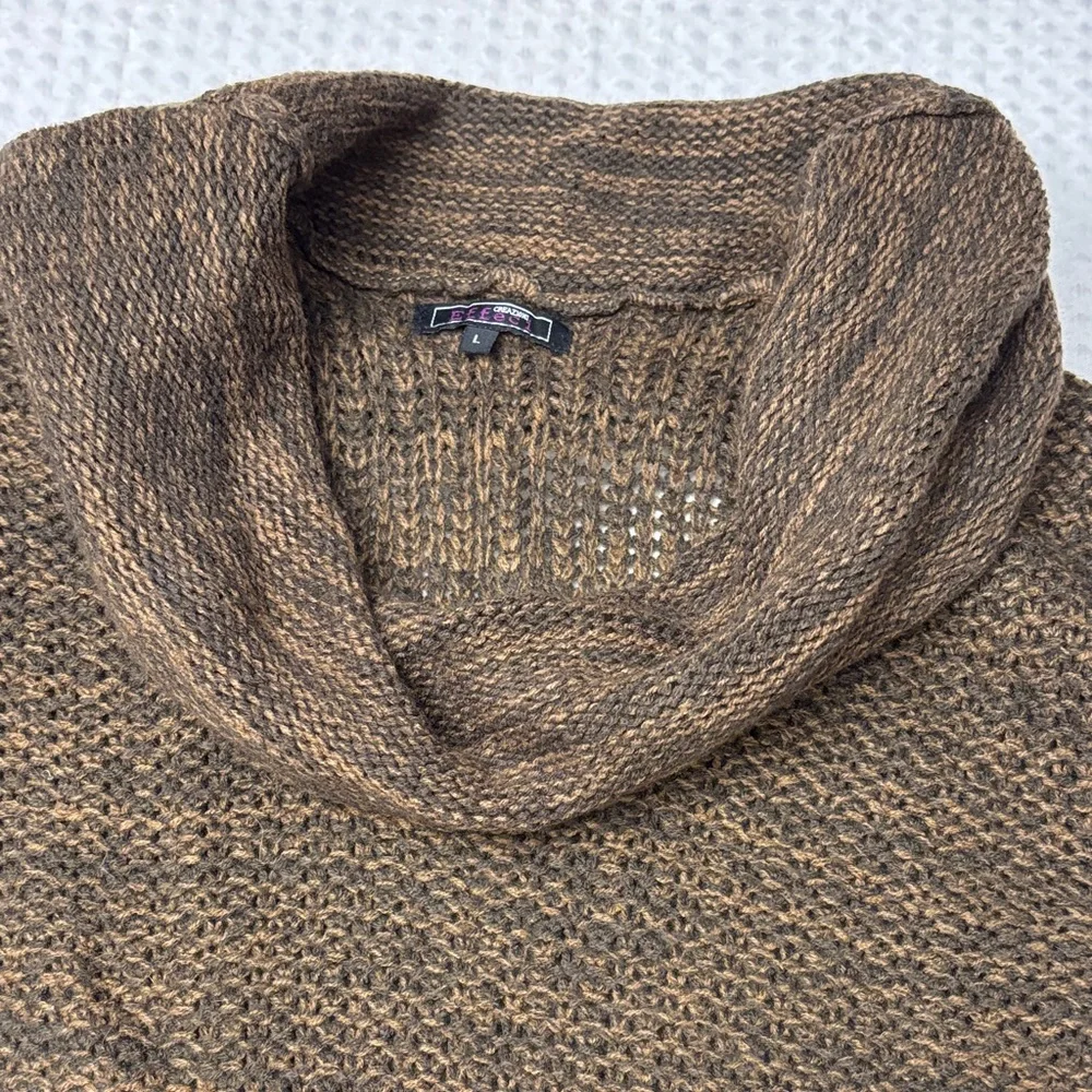 Cozy Brown Cowl Neck Women's Sweater Size Large